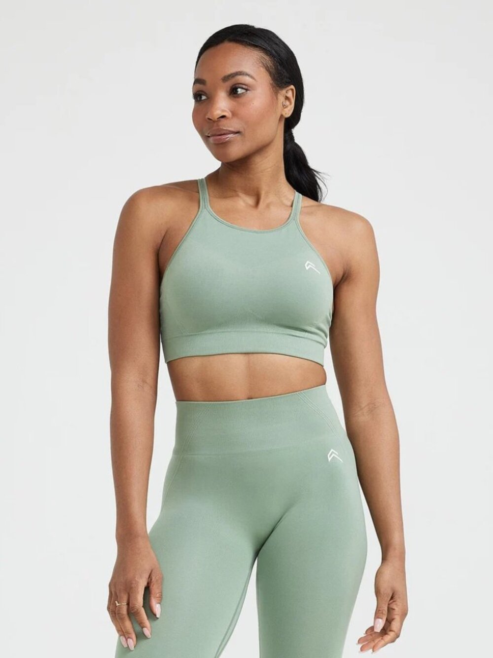 Oner Active Effortless Seamless High Neck Bralette - Sage - Medium - $35 CAD